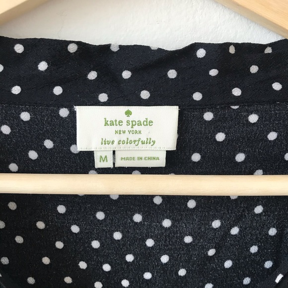 Kate Spade polka dot black and white tie front top - Picture 7 of 11